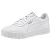 Sneaker PUMA "CARINA L", Gr. 39, weiß (puma weiß, puma weiß, puma silber), Leder, Leder, unifarben, sportlich, Schuhe, Topseller