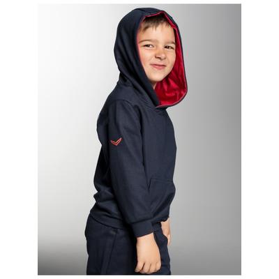 Sweatshirt TRIGEMA "TRIGEMA Kapuzenpullover mit Kängurutasche", Kinder, Gr. XS, blau (navy), 70% Baumwolle, 30% Polyester, Basic, Sweatshirts Image
