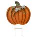 The Holiday Aisle® Yard Sign w/ Autumn Harvest Thanksgiving Pumpkin Yard Outdoor Decorations 26" Garden Stake in Orange | Wayfair