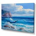 Highland Dunes Blue Ocean Waves Scenery IV - Painting on Canvas Metal in Blue/Brown/White | 30 H x 40 W x 1.5 D in | Wayfair