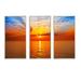 Rosecliff Heights Orange Sea Sunrise Under Blue Sky - 3 Piece Floater Frame Photograph on Canvas Metal in Blue/Orange/White | Wayfair