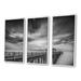 Rosecliff Heights Black & White Wooden Bridge & Sky - 3 Piece Floater Frame Print on Canvas Metal in Black/White | 32 H x 48 W x 1 D in | Wayfair