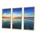 Rosecliff Heights Blue Seashore w/ Distant Sunset - 3 Piece Floater Frame Photograph on Canvas Metal in Blue/Orange | 32 H x 48 W x 1 D in | Wayfair