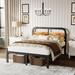 Williston Forge Ashwyn Wood & Black Metal Bed Frames w/ Headboard Metal in Black/Brown/Gray | 40 H x 39 W x 77 D in | Wayfair