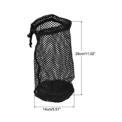 Nylon Mesh Net Bag Drawstring Pouch for Tennis Golf Ball Storage Black