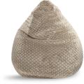 Pouf poire XXL fausse fourrure douce à relief taupe 80x130cm