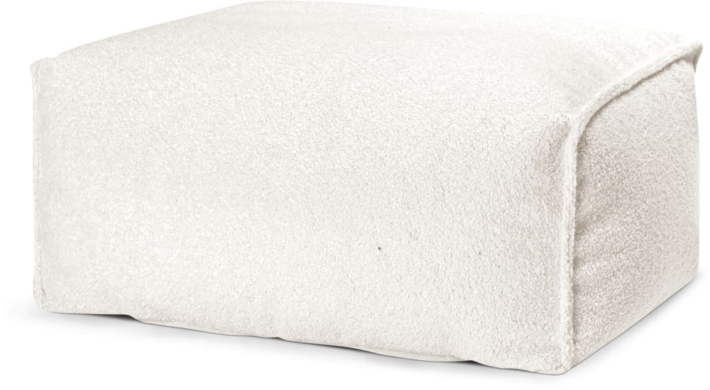 Pouf repose pied carré fourrure douce beige 55x65x30cm