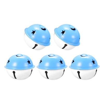 Jingle Bells, 40mm 5pcs Craft Bells with Star Cutouts for DIY, White/Blue