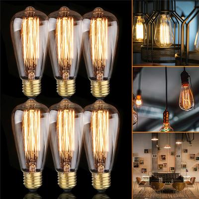 6x E27 60W Edison Glühlampe 220V ST64 Retro 64mm x 140mm Image
