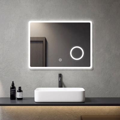 Meykoers Badspiegel mit Beschlagfrei 80x60cm LED Wandspiegel, Kaltweiß Licht Badezimmerspiegel mit
