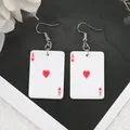 Boucles d'oreilles de poker drôles pour femmes cartes à jouer goutte boîte de nuit fête bijoux