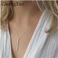 JOSquare-Collier pendentif anciers pour femme bijoux en cuivre longue bande barre de charme