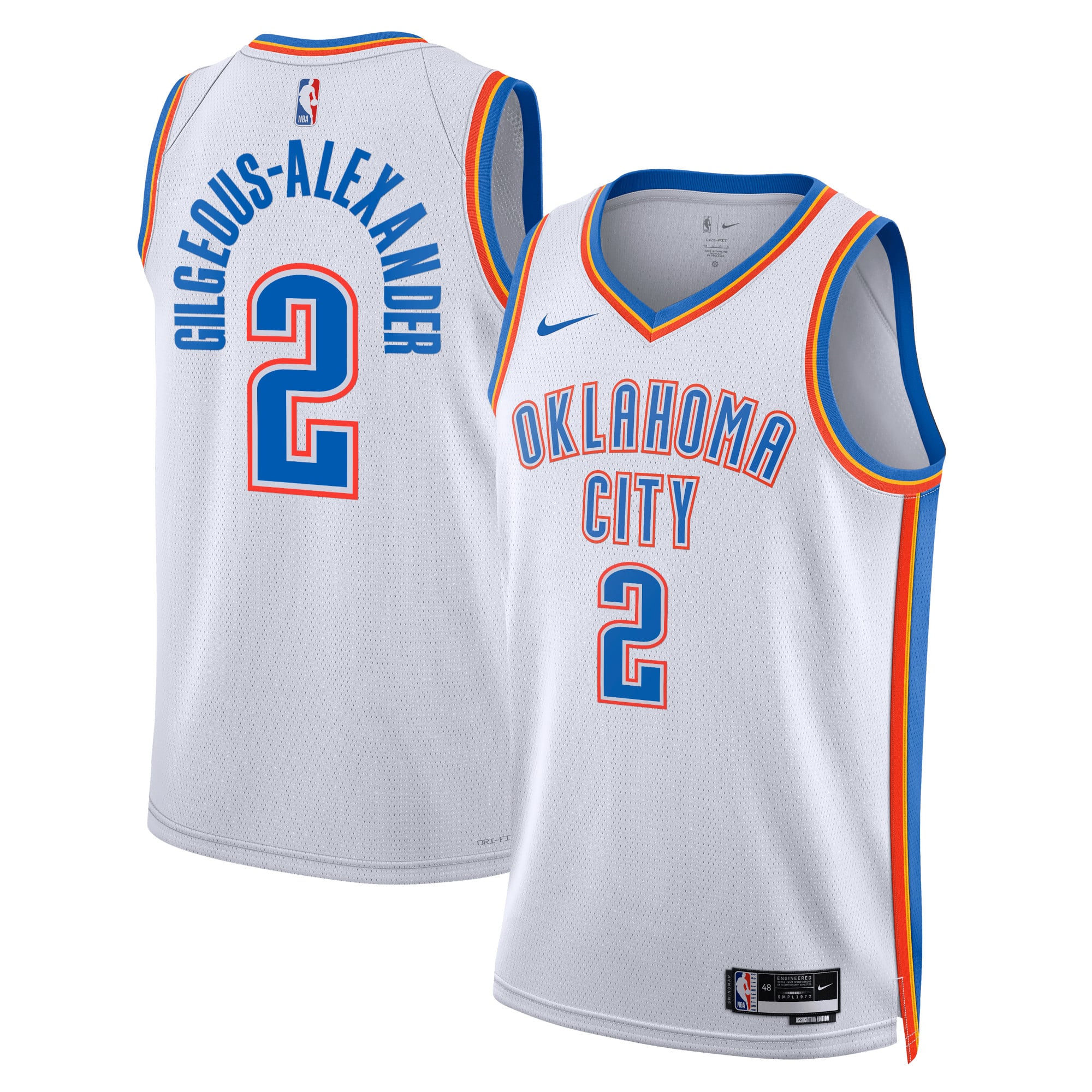 Oklahoma City Thunder Nike Association Edition Swingman-Trikot – Weiß – Shai Gilgeous-Alexander – Unisex
