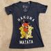 Disney Tops | Disney Hakuna Matata Lion King V-Neck Gray Women’s T-Shirt, Size Xs | Color: Gray/Orange | Size: Xs