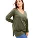 Plus Size Women's Long-Sleeve V-Neck One + Only Tunic by June+Vie in Dark Olive Green (Size 30/32)