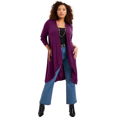 Plus Size Women's High-Low Cardigan by June+Vie in Dark Berry (Size 22/24)
