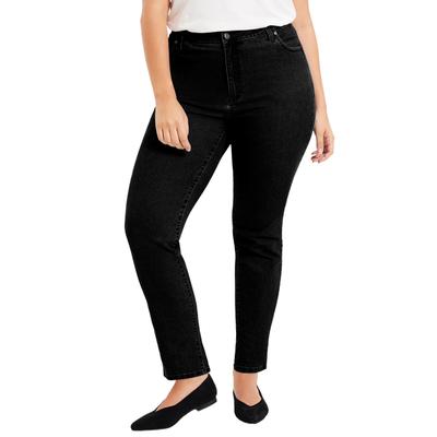 Plus Size Women's Curvie Fit Straight-Leg Jeans by June+Vie in Black (Size 30 W)