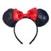 Disney Accessories | Disney Minnie Ears Mickey Mouse Classic Red Sequin Black Headband | Color: Black/Red | Size: Os