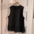 J. Crew Tops | Black J.Crew Tank Top With Fringe - Xl | Color: Black | Size: Xl