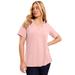 Plus Size Women's Short-Sleeve V-Neck One + Only Tee by June+Vie in Soft Blush (Size 26/28)