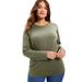 Plus Size Women's Long-Sleeve Crewneck One + Only Tee by June+Vie in Dark Olive Green (Size 26/28)