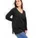 Plus Size Women's Long-Sleeve V-Neck One + Only Tunic by June+Vie in Black (Size 22/24)