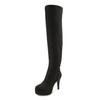 Overkneestiefel "High-Heel-Stiefellette mit Plateau", Damen, Gr. 36, schwarz, Obermaterial: 100% Textilmaterial. Futter: 100% Textilmaterial. Decksohle: 100% Lederimitat. Laufsohle: 100% Synthetik, LASCANA BELLE AFFAIRE, unifarben, sexy, Schuhe High...