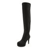 Overkneestiefel "High-Heel-Stiefellette mit Plateau", Damen, Gr. 41, schwarz, Obermaterial: 100% Textilmaterial. Futter: 100% Textilmaterial. Decksohle: 100% Lederimitat. Laufsohle: 100% Synthetik, LASCANA BELLE AFFAIRE, unifarben, sexy, Schuhe High...