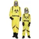 Costume d'Halloween familial jaune Biohazard uniforme du personnel avec masque en latex