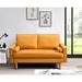 Ebern Designs Winston Faux Leather Cushion Back 57" Loveseat Faux Leather in Orange | 33.07 H x 57.87 W x 31.69 D in | Wayfair