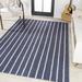 Blue/Gray 96 x 63 x 0.25 in Area Rug - Wade Logan® Anaisia Striped Machine Woven Area Rug in Navy/Ivory Chenille | 96 H x 63 W x 0.25 D in | Wayfair