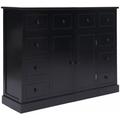 Buffet avec 10 tiroirs Noir 113 x 30 x 79 cm Bois - Noir