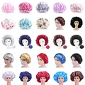 Bonnet de nuit en satin pour cheveux bouclés accessoires de coiffure bonnet de couchage solide