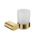 Klobvtt Wall Mounted Brushed Gold Toothbrush Holder Frosted Glass Tumbler Cup Holder for Bathroom Lavatory, Anti Rust Practical Stainless Steel Wall Mount Bath Accessories, Screws Install