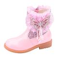 XIATANG Toddler Girls Booties Little Kid Shoes Short Boots Girls Snow Boots Cotton Boots Princess Shoes Toddler House Boots Girls (Pink, 11-11.5 Years)