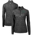 Women's Cutter & Buck Black North Texas Mean Green Traverse Camo Quarter-Zip Pullover Top