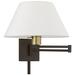 1 Light Bronze with Antique Brass Accent Swing Arm Wall Lamp