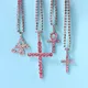 INS-Collier Croix de Jésus pour Femme Strass en Clip Ankh Colliers de la raq Rose Glacé Bijoux