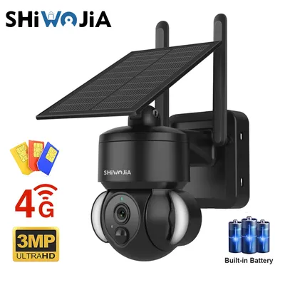 WinterWOJIA-Caméra de surveillance extérieure WiFi/carte SIM 4G mini panneau solaire 7500mAh IP66