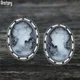 Boucles d'oreilles Queen Cameo pour femmes 6 couleurs clou en acier inoxydable antique plaqué