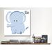 Isabelle & Max™ Arabelle 'E is for Elephant Graphic' - Wrapped Canvas Print Canvas in Blue/White | 26 H x 26 W x 1.5 D in | Wayfair