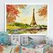 Winston Porter Paris Eiffel Tower In Beaufitul Summer III - Floater Frame Print on Canvas Metal in Green/Orange/Red | 16 H x 32 W x 1 D in | Wayfair