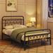 Lark Manor™ Angenette Steel Bed Frame Metal Platform Bed w/ Petal Accented Headboard/Footboard in Black | 43.5 H x 41 W x 77.5 D in | Wayfair