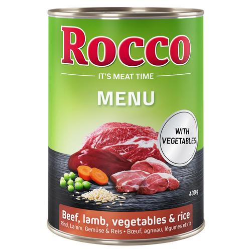 12x400g Menu bœuf, agneau Rocco - Nourriture pour chien