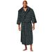 Men's Big & Tall Hooded Microfleece Maxi Robe with Front Pockets by KingSize in Forest Plaid (Size XL/2XL)