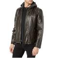 Levi's Jackets & Coats | Nwt Levi's Mens Faux Leather Hooded Racer Jacket Faux Leather Size M $180 2d106 | Color: Brown/Gray | Size: M