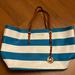 Michael Kors Bags | Michael Kors Blue And White Tote Bag, Good Condition | Color: Blue/Brown/White | Size: Os