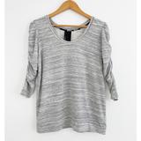 Anthropologie Tops | Anthropologie Dolan Gray Ruched Striped Tee Size Large | Color: Gray | Size: L