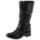 Stiefel MUSTANG SHOES Gr. 40, Normalschaft, schwarz Damen Schuhe Bikerstiefel Reißverschlussstiefel mit Nietenband und Zierkette