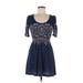 I Love H81 Casual Dress - A-Line: Blue Solid Dresses - Women's Size Medium